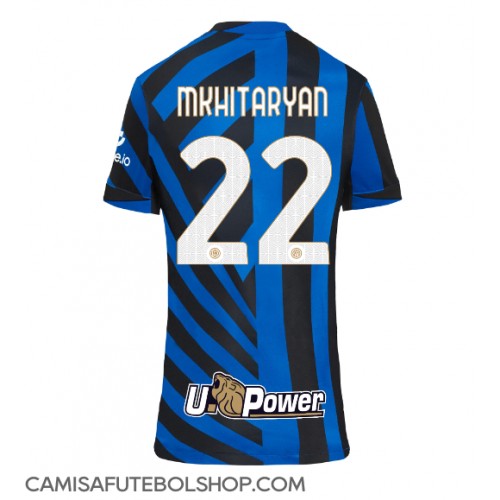 Camisa de time de futebol Inter Milan Henrikh Mkhitaryan #22 Replicas 1º Equipamento Feminina 2024-25 Manga Curta